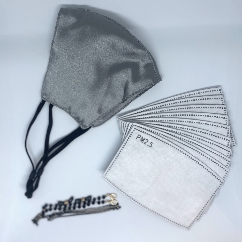 Mulberry silk facemask with lanyard & filters